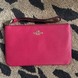 Coach Hot Pink Leather Wristlet